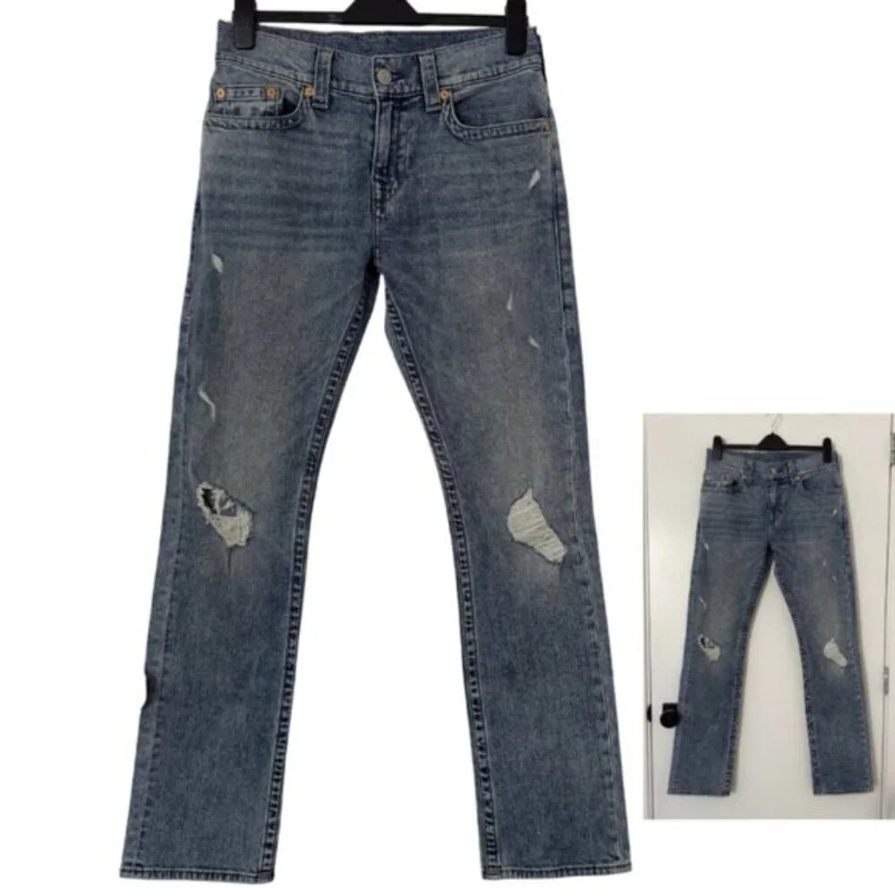 True Religion Ricky Relaxed Straight Denim Jeans Medium Light Wash Men's 29